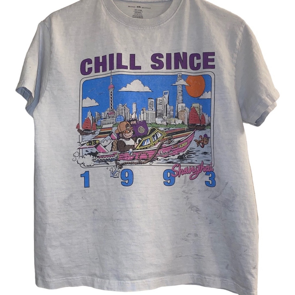 Brandy Melville Tie Dye Shanghai Gorilla Speedboat Graphic Tee T-Shirt Top - Picture 3 of 7